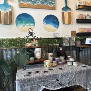 Decor and candles for sale.