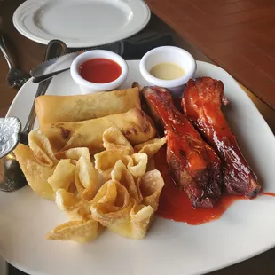 a plate of chinese food