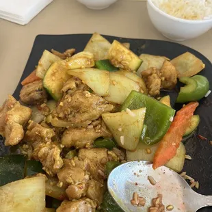 Vegetables  yummy chicken curry sauce!