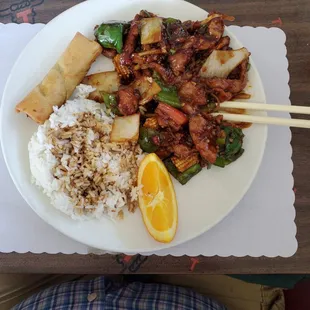 Szechuan pork dinner