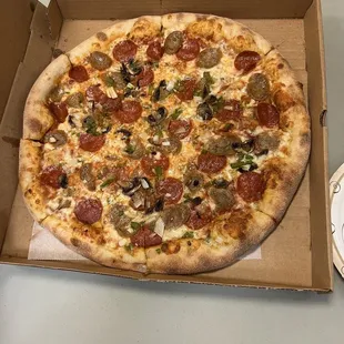 a pepperoni and mushroom pizza