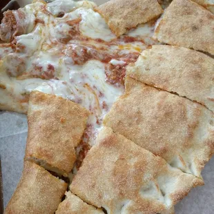 Veal parm calzone (small) - $9.99 as of 7/2017! (such as steal!). Looks like a cheese spill occurred on the transport home.