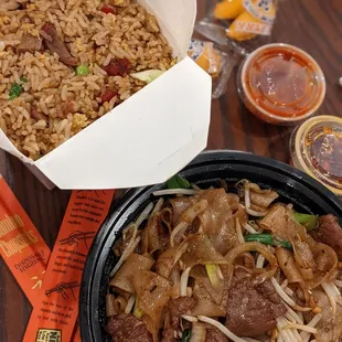 Bbq Pork Fried Rice and Beef Chow Fun