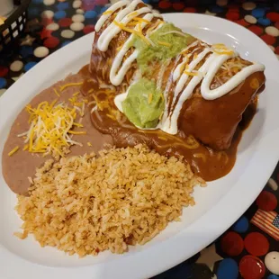 CHIMICHANGA - Red Hatch Chile sauce (shredded beef)