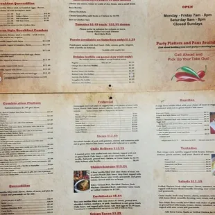 menu