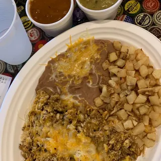 1. Chorizo Egg Scrambled, Topped with Cheese Breakfast Combo