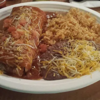 10. Ground Beef Burrito with Potatoes, Tomatoes Combination Platter