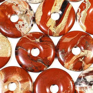 Stunning 50mm White Lace Red Jasper Donuts!