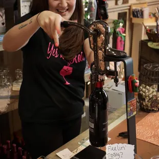 Melissa helping us choose a wine, read free tasting