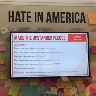 Hate in America exhibit -- the sticky notes are notes from exhibit visitors