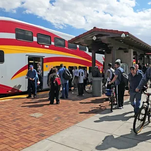 Passengers boarding the Rail Runner