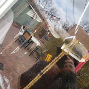 Beads from the glass window