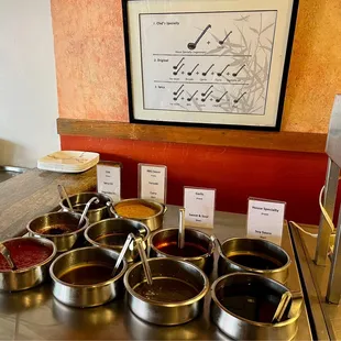 a variety of sauces and condiments