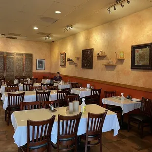 empty tables and chairs