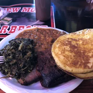 Greens, beans, ribs and tri tip