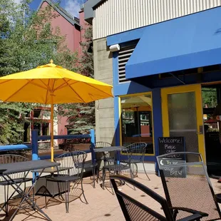 Patio with pretty flowers