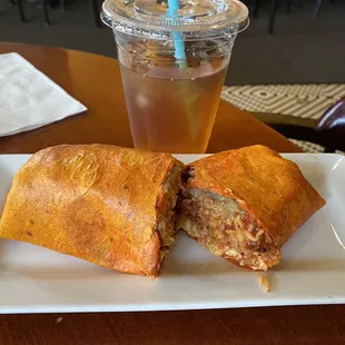 Biker Burrito and iced tea (still brewing)