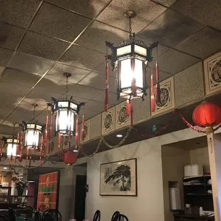 lanterns hanging from the ceiling