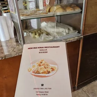 Menu cover and ready to go items