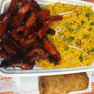 Boneless spare ribs dinner combo.