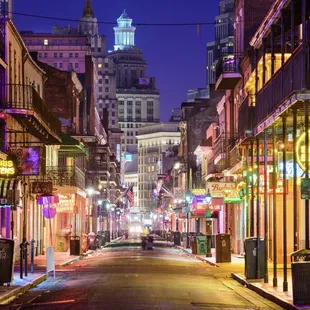 a city street at night