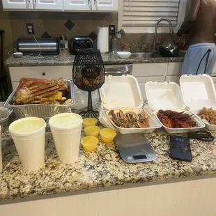 3 Lemonades, Large Seafood Boil, Blue Crab, Crawfish and Fried Alligator