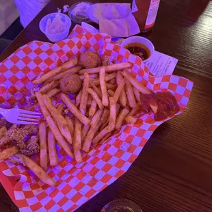 Left over food. Couldn't finish with how bad it was.