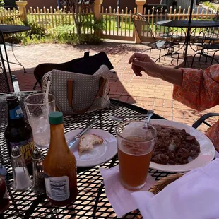 Red beans with andouille, French bread &amp; Abita Purple Haze