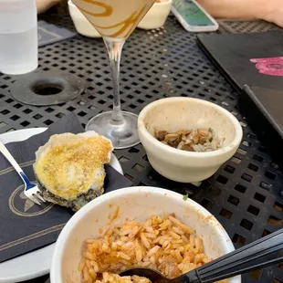 Jambalaya, gumbo, bananafostertini, grilled oysters!