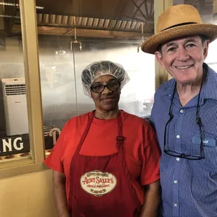 Naif and Sam at 
Aunt Sally&apos;s Creole Pralines.