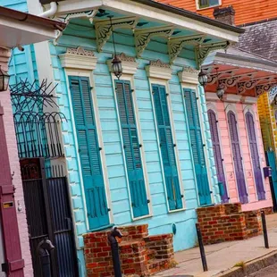 Love the vivid colors of these shotgun houses!