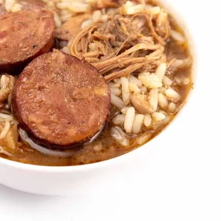 Chicken and sausage Cajun style gumbo.