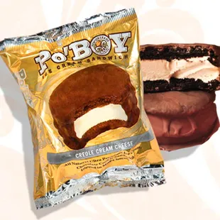 a bag of ice cream and a chocolate sandwich