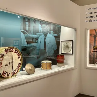 Tuxedo Brass Band drum exhibit - New Orleans Jazz Museum