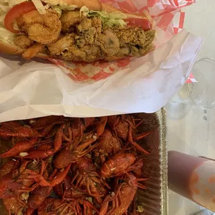 Shrimp and oyster po boy