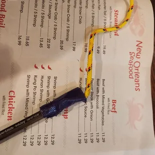 knife and a menu