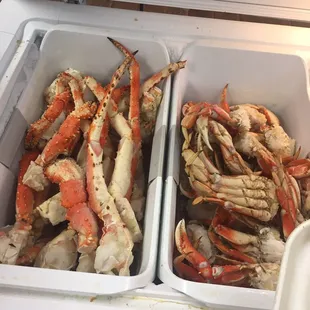 two containers of crab legs