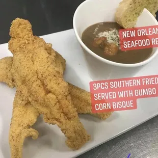 3 piece of fish with Gumbo