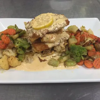 Seafood Stacked Eggplant