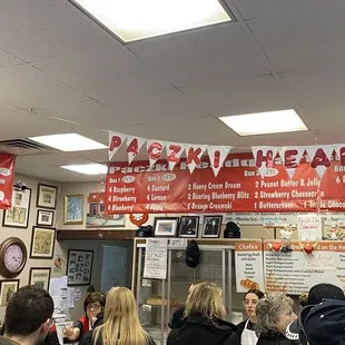 The bakery was full of people and completely decorated for paczki day