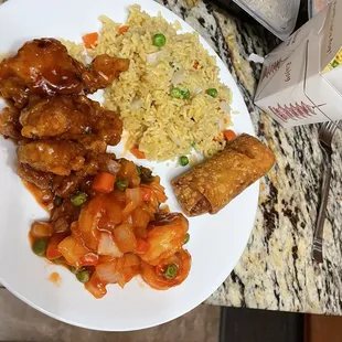 Dragon and Phoenix with fried rice and egg roll