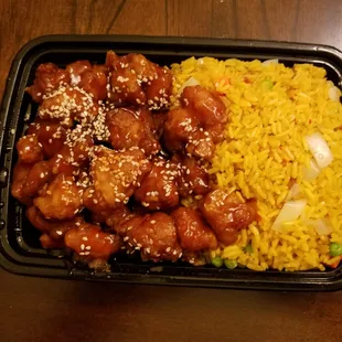a tray of food