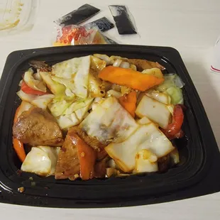 Twice cooked cabbage with little bits of pork should be the real name of this dish.