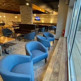 lounge chairs and tables
