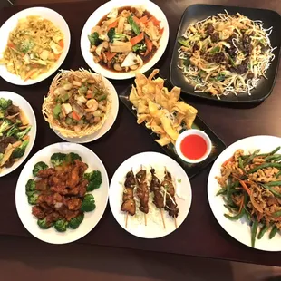 a variety of asian dishes