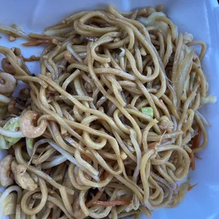 Tiny shrimp in the chow mein