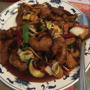 Beef covered with what they called &apos;bread&apos;, try to change the dish but the lady gave a very bad attitude. Never coming back again.