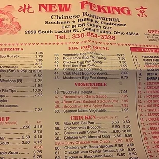 menu