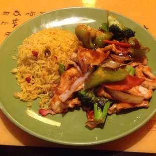 Sachuen Chicken with Pork Fried Rice.....