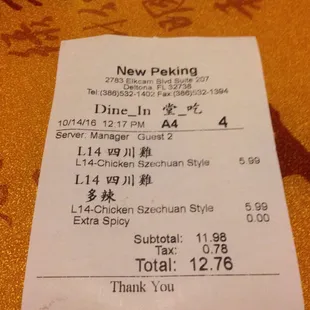 The (lunch) bill.....